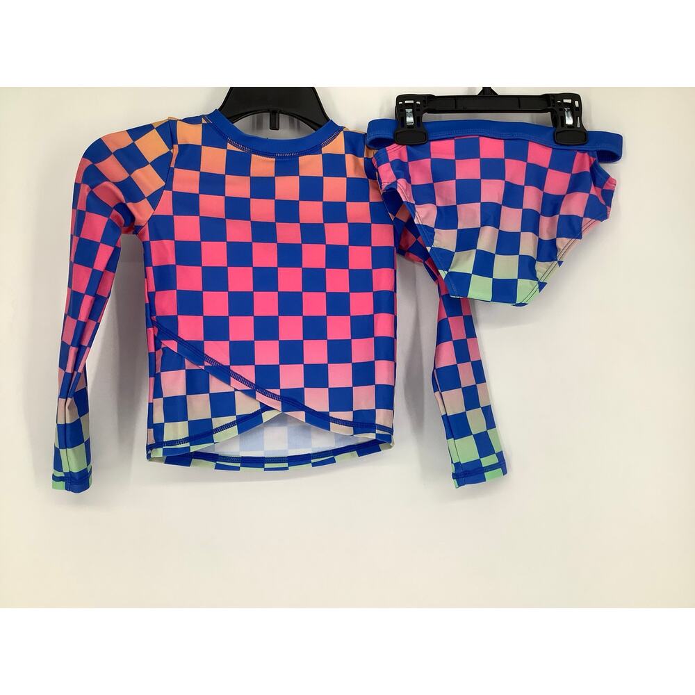 Appaman Girl's 7 Checkerboard Oceana Rash Guard Set Swim Suit Long Sleeve OS8-26 - Picture 3 of 10
